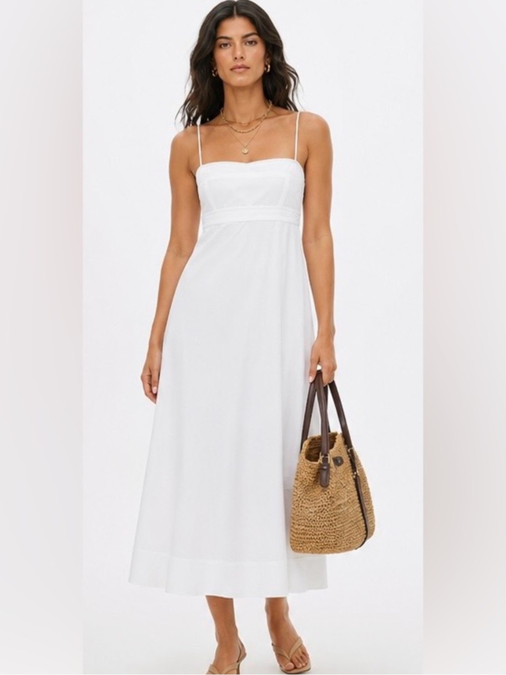 NWT j crew empire waist poplin white midi dress